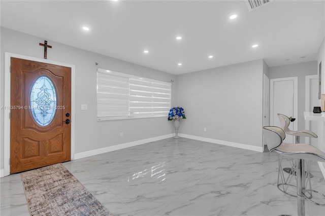 1340 NW 128th St, North Miami, FL 33167 - foyer entrance with marble tiled floors and recessed lighting