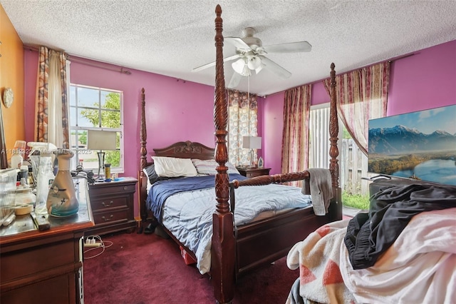 3120 NW 203rd Ter, Miami Gardens, FL 33056 - bedroom featuring carpet flooring, a textured ceiling, and ceiling fan