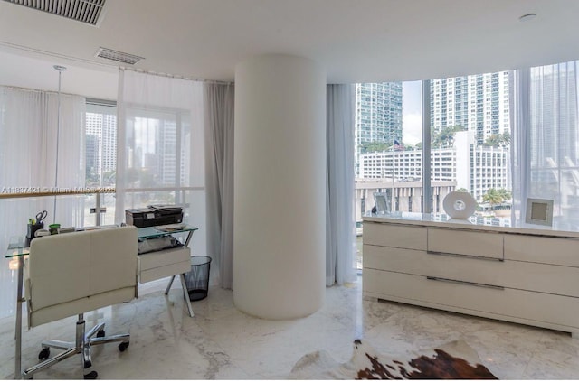200 Biscayne Boulevard Way Unit 502, Miami, FL 33131 - office space with a city view and light marble finish flooring