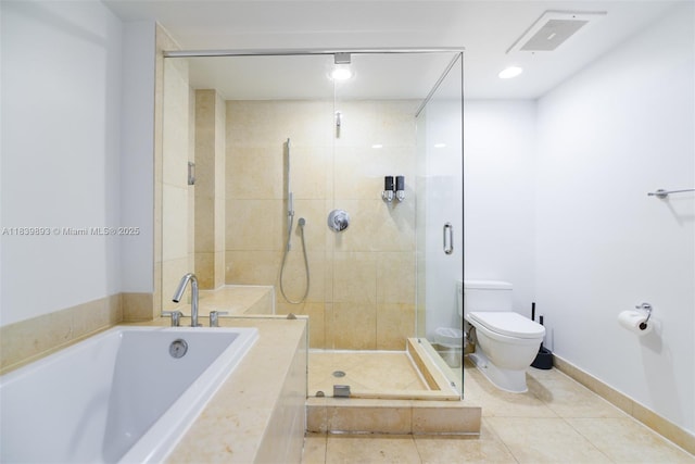 485 Brickell Ave Unit 2908, Miami, FL 33131 - full bath with a garden tub, a shower stall, and tile patterned flooring