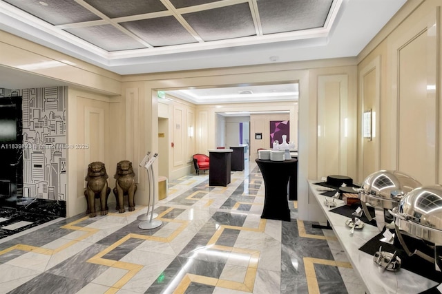 485 Brickell Ave Unit 2908, Miami, FL 33131 - common area with a decorative wall and coffered ceiling