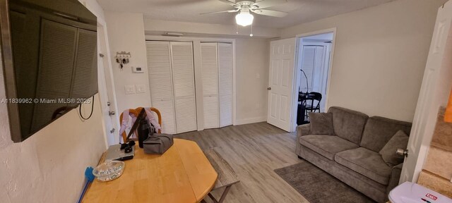 7230 NW 3rd St, Miami, FL 33126 - living room with wood finished floors and ceiling fan