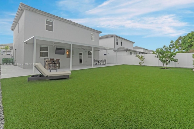 14864 SW 163rd Ter, Miami, FL 33187 - rear view of house featuring a ceiling fan, a patio, and stucco siding
