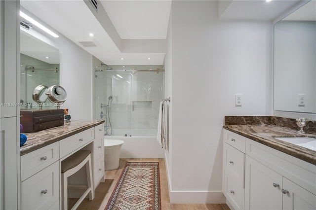 700 Coral Way Unit 4, Coral Gables, FL 33134 - full bathroom with vanity, enclosed tub / shower combo, and recessed lighting