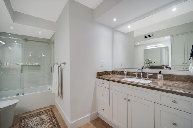 700 Coral Way Unit 4, Coral Gables, FL 33134 - full bath featuring vanity, combined bath / shower with glass door, and recessed lighting