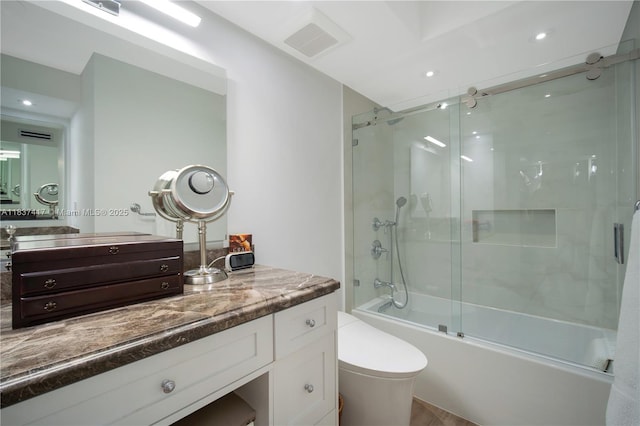 700 Coral Way Unit 4, Coral Gables, FL 33134 - bathroom with vanity, enclosed tub / shower combo, and recessed lighting