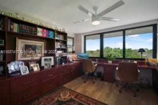 700 Coral Way Unit 4, Coral Gables, FL 33134 - office area with ceiling fan and wood finished floors