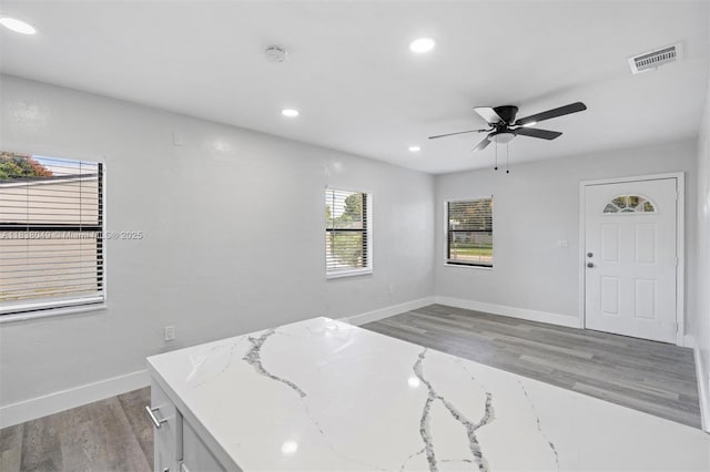 15900 NW 18th Ave, Miami Gardens, FL 33054 - entryway featuring light wood-style floors, ceiling fan, and recessed lighting