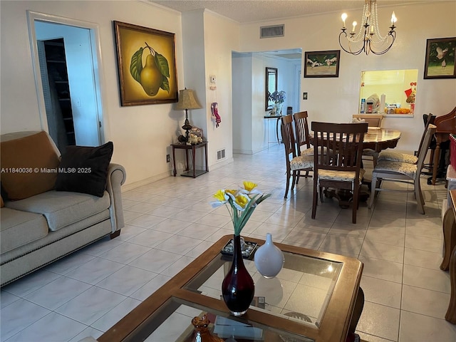 1015 Country Club Dr Unit 109, Margate, FL 33063 - living area with a chandelier, light tile patterned floors, and a textured ceiling