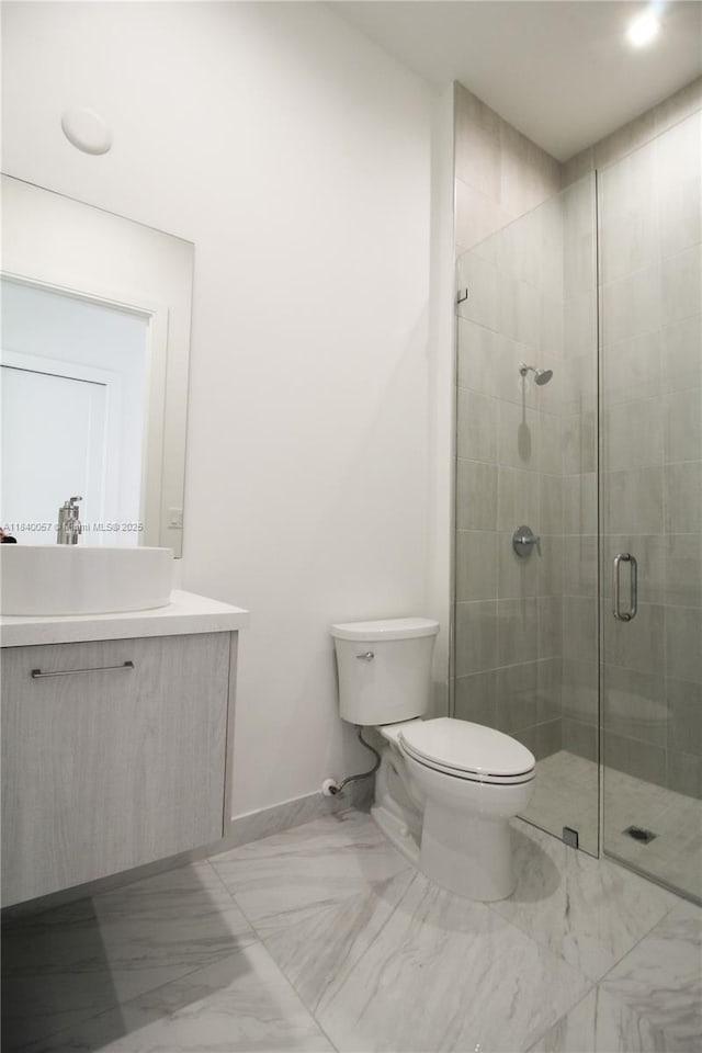 8074 NW 43rd St, Doral, FL 33166 - full bath with vanity, a shower stall, and marble finish floors
