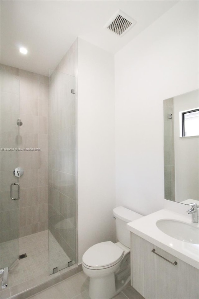 8074 NW 43rd St, Doral, FL 33166 - bathroom featuring tile patterned flooring, vanity, a shower stall, and recessed lighting