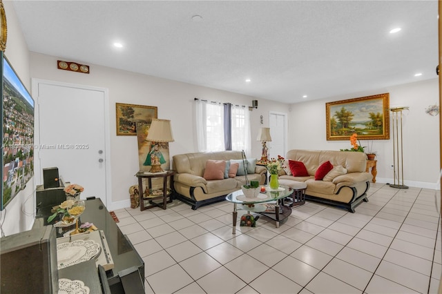 18030 SW 153rd Ct, Miami, FL 33187 - living area with healthy amount of natural light, recessed lighting, and light tile patterned flooring