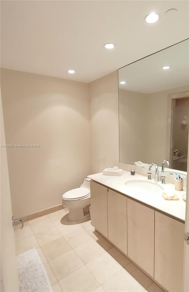 445 Grand Bay Dr Unit 601, Key Biscayne, FL 33149 - bathroom with vanity, recessed lighting, and tile patterned flooring