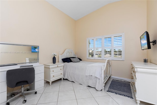 1710 SW 100th Ter, Davie, FL 33324 - bedroom featuring high vaulted ceiling, light tile patterned floors, and a desk