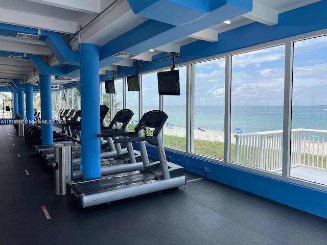 5401 Collins Ave Unit 514, Miami Beach, FL 33140 - gym with beamed ceiling