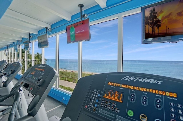 5401 Collins Ave Unit 514, Miami Beach, FL 33140 - exercise room with beam ceiling