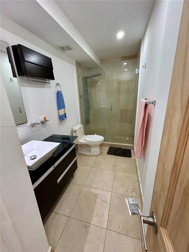 5401 Collins Ave Unit 514, Miami Beach, FL 33140 - full bath with vanity, a shower stall, and marble finish floors