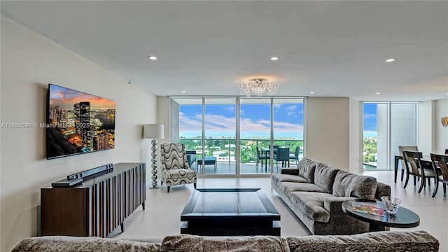 20201 E Country Club Dr Unit 1202, Aventura, FL 33180 - living room with expansive windows, recessed lighting, and finished concrete floors