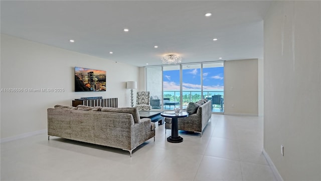 20201 E Country Club Dr Unit 1202, Aventura, FL 33180 - living room featuring floor to ceiling windows and recessed lighting