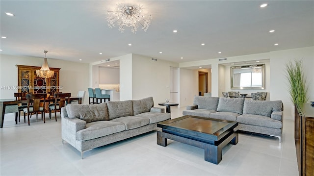 20201 E Country Club Dr Unit 1202, Aventura, FL 33180 - living room with a chandelier and recessed lighting