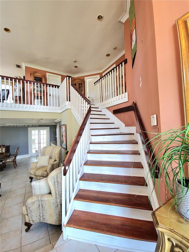 9057 SW 157th Path, Miami, FL 33196 - stairs featuring tile patterned floors and crown molding