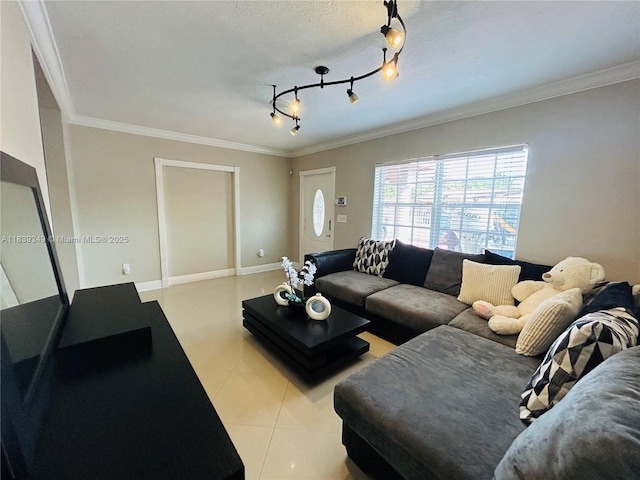 180 E 46th St, Hialeah, FL 33013 - living room with ornamental molding and light tile patterned flooring