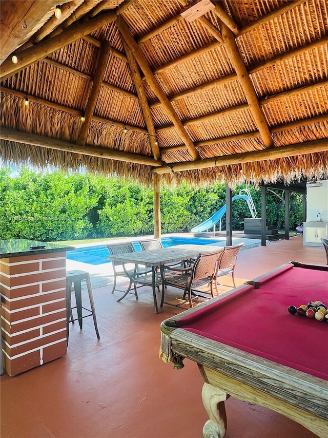 9130 SW 17th Ter, Miami, FL 33165 - view of patio featuring a gazebo and an outdoor pool