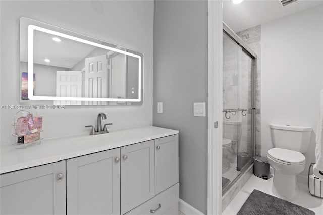 6348 Walk Cir, Boca Raton, FL 33433 - full bath featuring vanity, a stall shower, and recessed lighting
