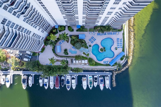 3530 Mystic Pointe Dr Unit 2014, Aventura, FL 33180 - aerial view of property and surrounding area featuring a large body of water and a pool area