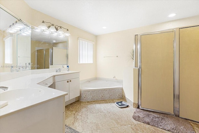 13063 NW 11th Ct, Sunrise, FL 33323 - bathroom with a shower stall, a garden tub, and double vanity