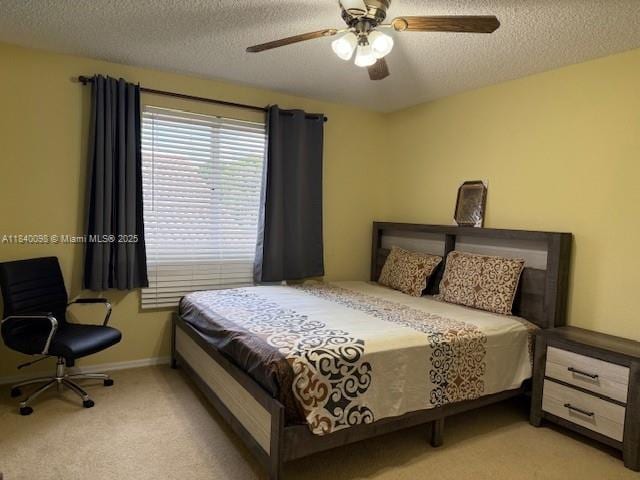 13063 NW 11th Ct, Sunrise, FL 33323 - bedroom featuring carpet flooring, a textured ceiling, and a ceiling fan