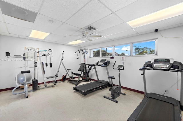 5300 Washington St Unit Q207, Hollywood, FL 33021 - exercise room with a drop ceiling and ceiling fan
