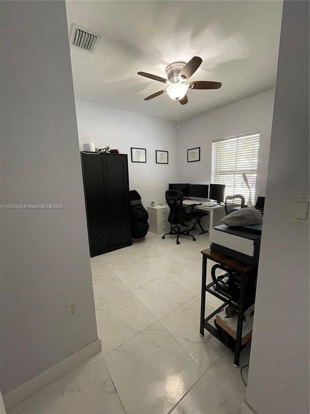 730 SE 34th Ave, Homestead, FL 33033 - office featuring light marble finish flooring and ceiling fan
