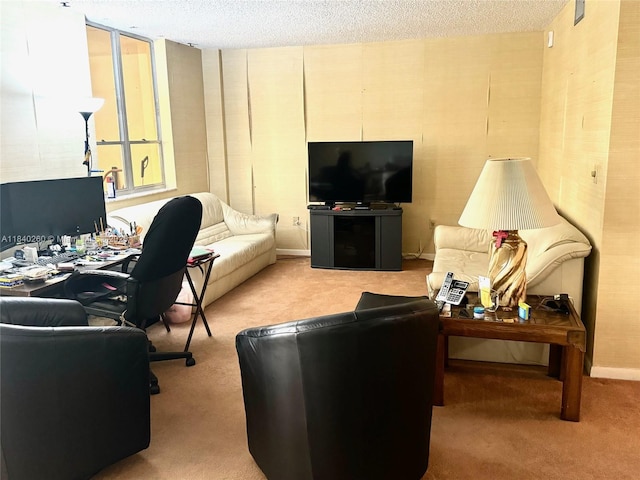 6911 SW 147th Ave Unit 3C, Miami, FL 33193 - carpeted living area featuring a textured ceiling and an office area
