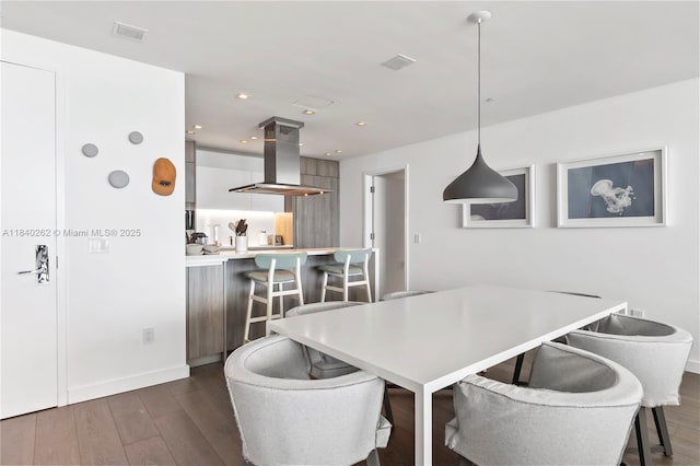 360 Ocean Dr Unit 704S, Key Biscayne, FL 33149 - dining area featuring dark wood-style floors and recessed lighting