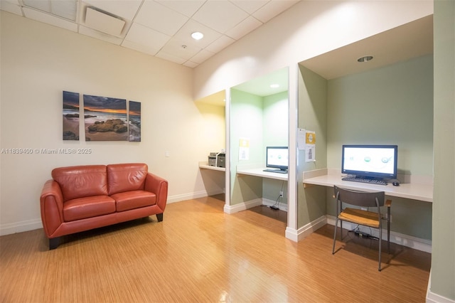 3801 S Ocean Dr Unit 5L, Hollywood, FL 33019 - office with built in desk, wood finished floors, a drop ceiling, and recessed lighting