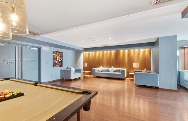 335 S Biscayne Blvd Unit 3410, Miami, FL 33131 - rec room featuring billiards table and hardwood / wood-style flooring