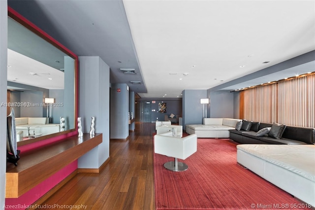 335 S Biscayne Blvd Unit 3410, Miami, FL 33131 - living area with hardwood / wood-style flooring and recessed lighting
