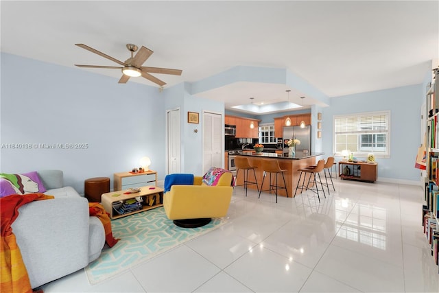 2919 Coconut Ave Unit 1, Miami, FL 33133 - living room with light tile patterned flooring and ceiling fan