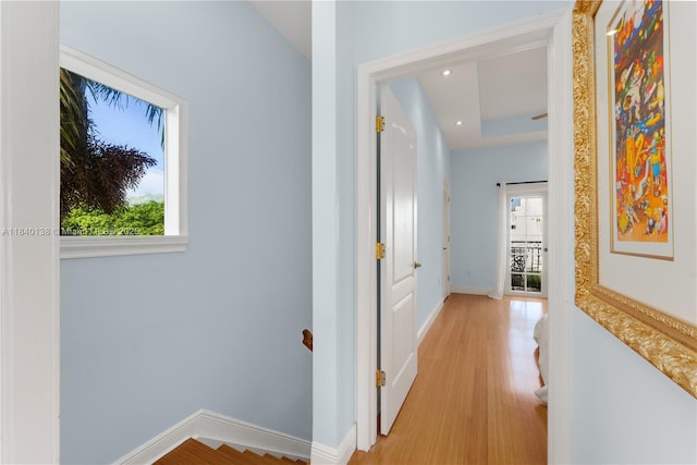 2919 Coconut Ave Unit 1, Miami, FL 33133 - corridor with an upstairs landing, recessed lighting, and light wood finished floors