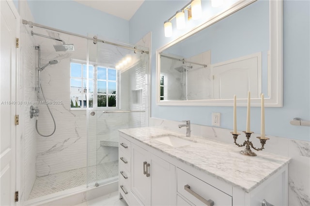 2919 Coconut Ave Unit 1, Miami, FL 33133 - bathroom featuring a marble finish shower and vanity