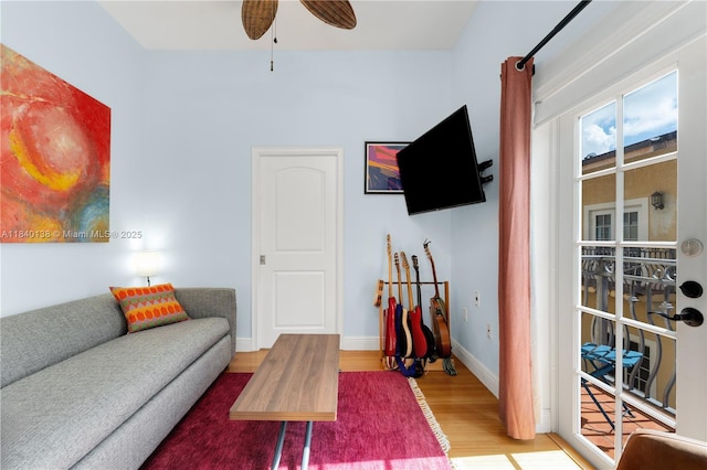 2919 Coconut Ave Unit 1, Miami, FL 33133 - living area featuring wood finished floors and ceiling fan