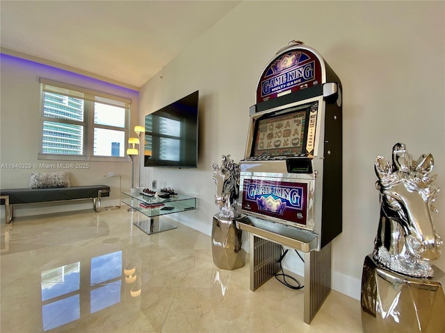 19900 E Country Club Dr Unit 1220, Aventura, FL 33180 - living area with marble tiled flooring and baseboards
