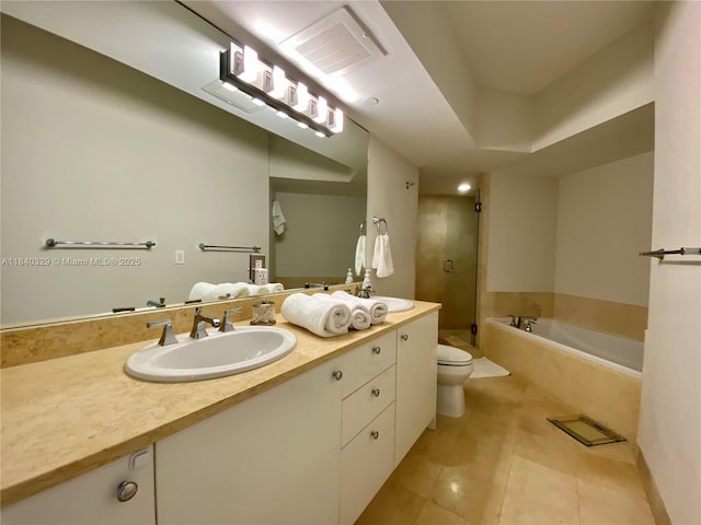 19900 E Country Club Dr Unit 1220, Aventura, FL 33180 - bathroom with double vanity, a garden tub, tile patterned floors, and a stall shower