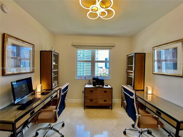 19900 E Country Club Dr Unit 1220, Aventura, FL 33180 - office area with a chandelier and light tile patterned floors