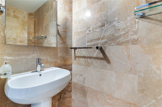 1900 N Bayshore Dr Unit 3715, Miami, FL 33132 - bathroom featuring a sink and tile walls
