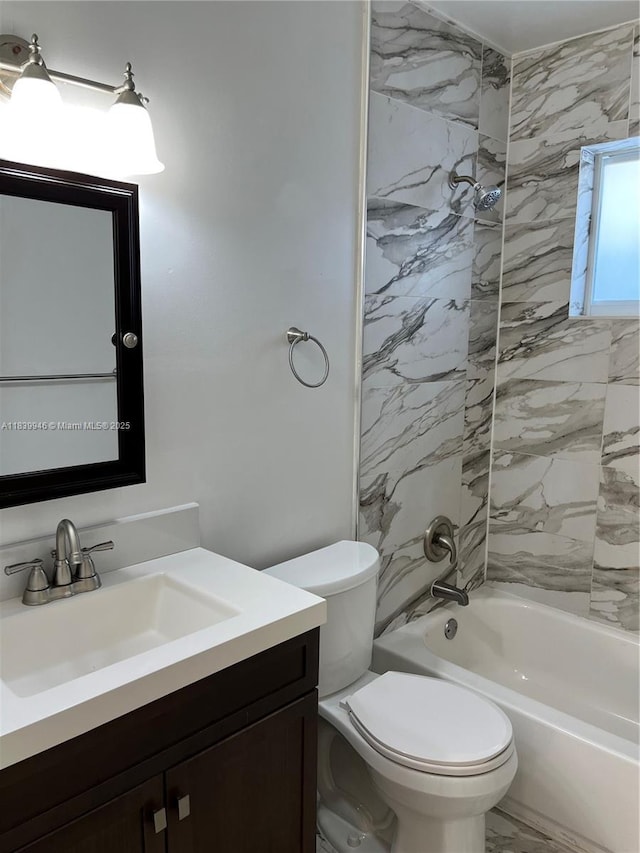 80 W 20th St, Hialeah, FL 33010 - bathroom featuring vanity, bathtub / shower combination, and marble finish flooring