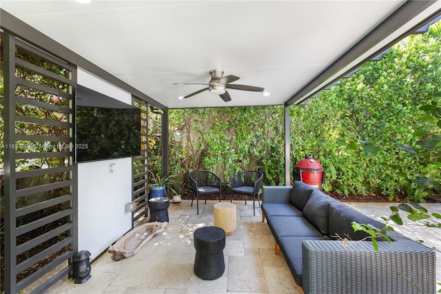 1261 San Miguel Ave, Coral Gables, FL 33134 - view of patio with an outdoor living space and a ceiling fan