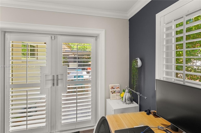 1261 San Miguel Ave, Coral Gables, FL 33134 - office featuring crown molding and plenty of natural light