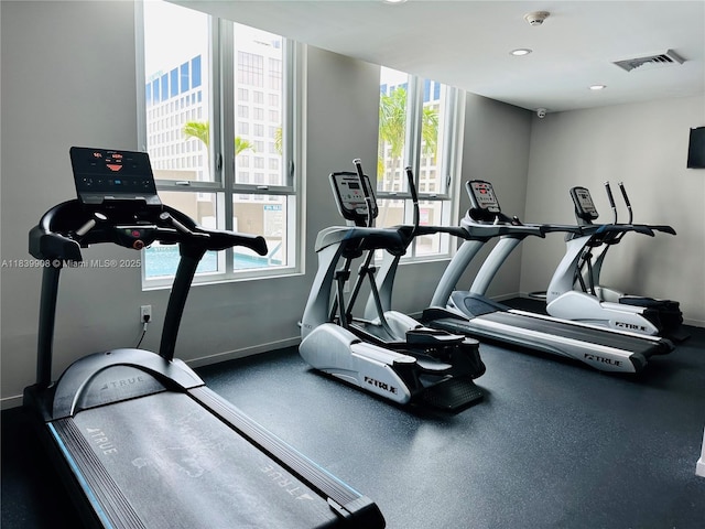 9066 SW 73rd Ct Unit 1409, Miami, FL 33156 - gym with plenty of natural light and recessed lighting